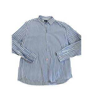 H&M Shirt Sz XL Regular Fit Button Up ‎ Men's Blue White Striped Soft Cotton